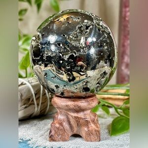 2462 Pyrite Crystal Sphere with Druzy